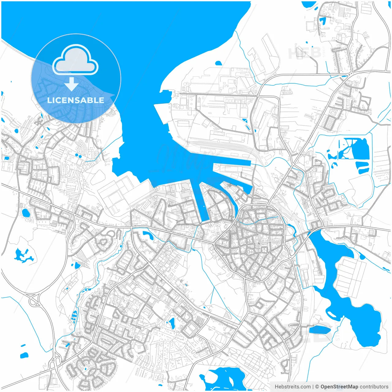 Wismar, Mecklenburg-Western Pomerania, Germany, city map with high resolution roads.