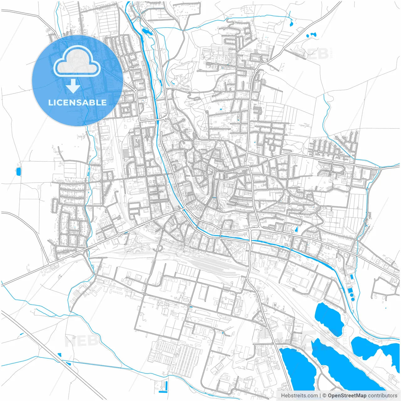 Nordhausen, Thuringia, Germany, city map with high resolution roads.
