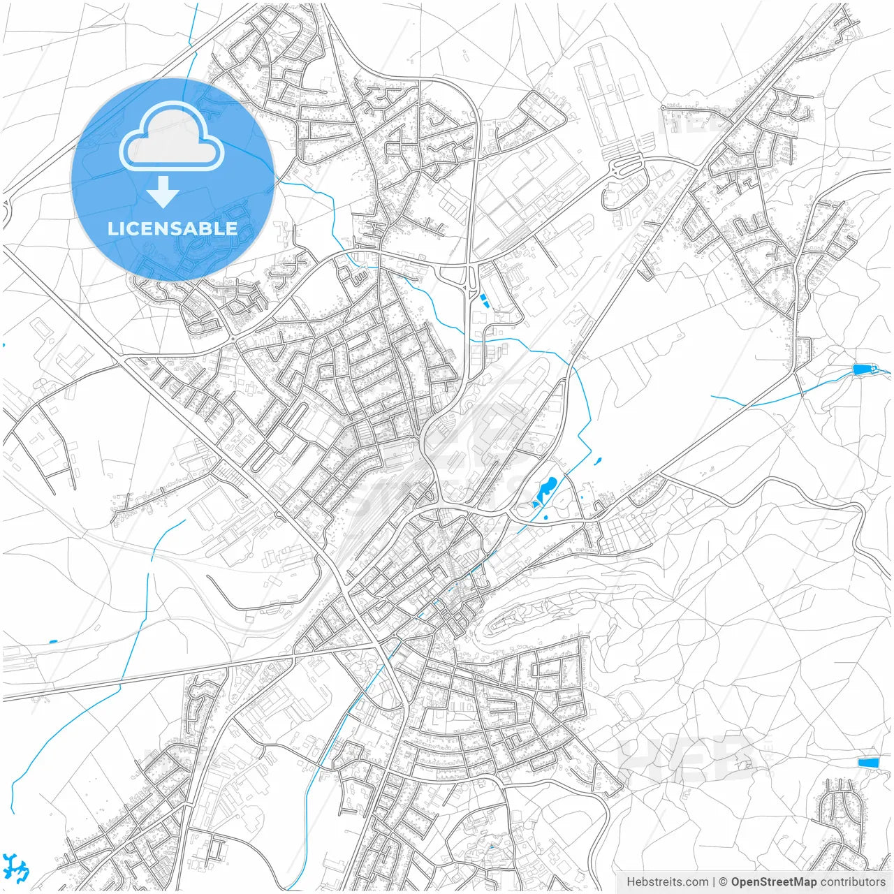 Homburg, Saarland, Germany, city map with high resolution roads.