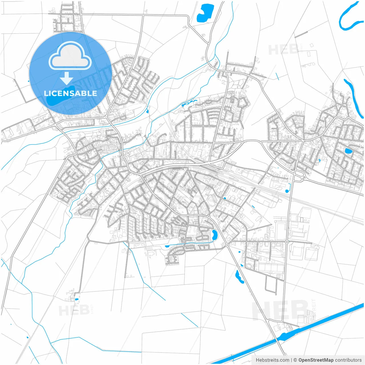 Wunstorf, Lower Saxony, Germany, city map with high resolution roads.