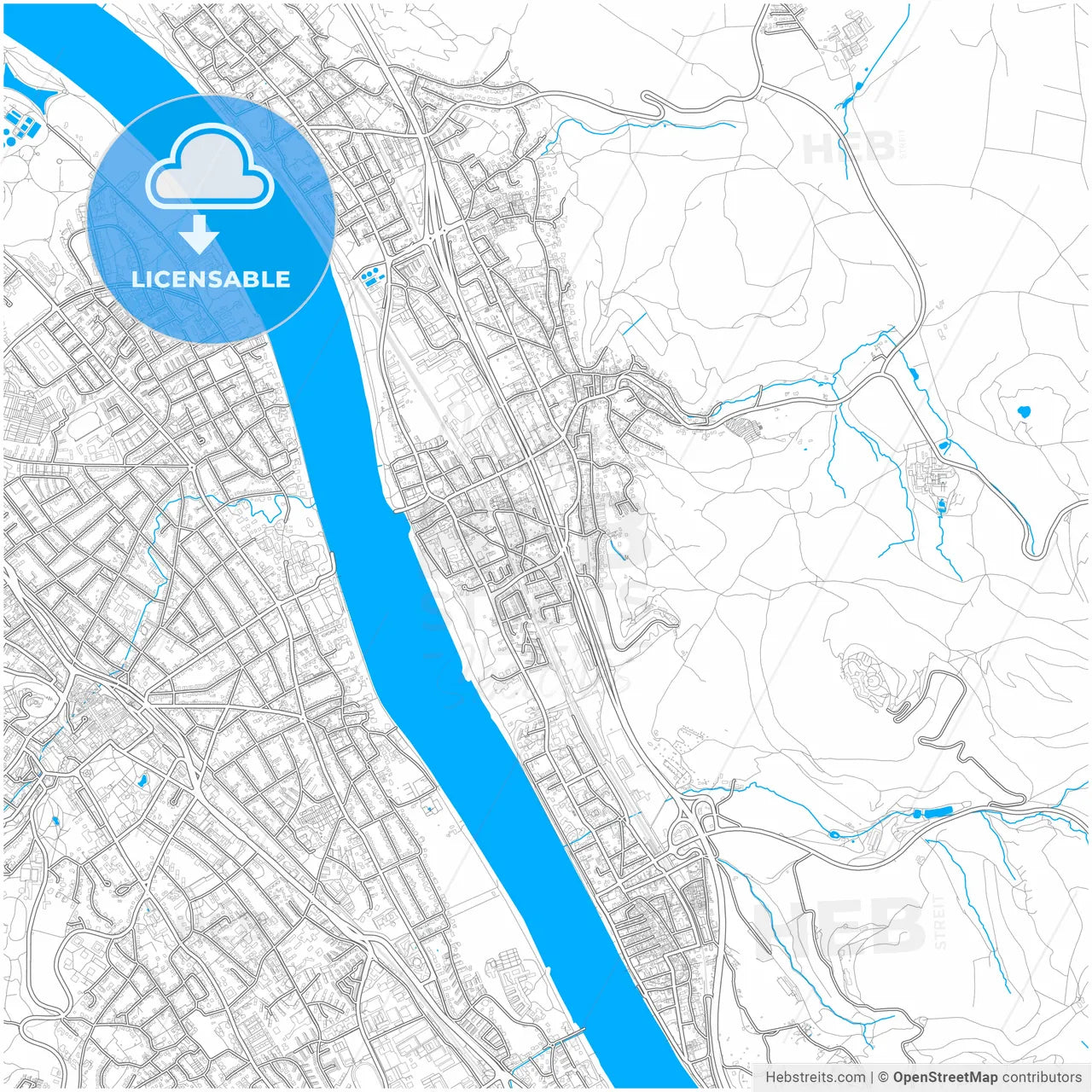 Konigswinter, North Rhine-Westphalia, Germany, city map with high resolution roads.