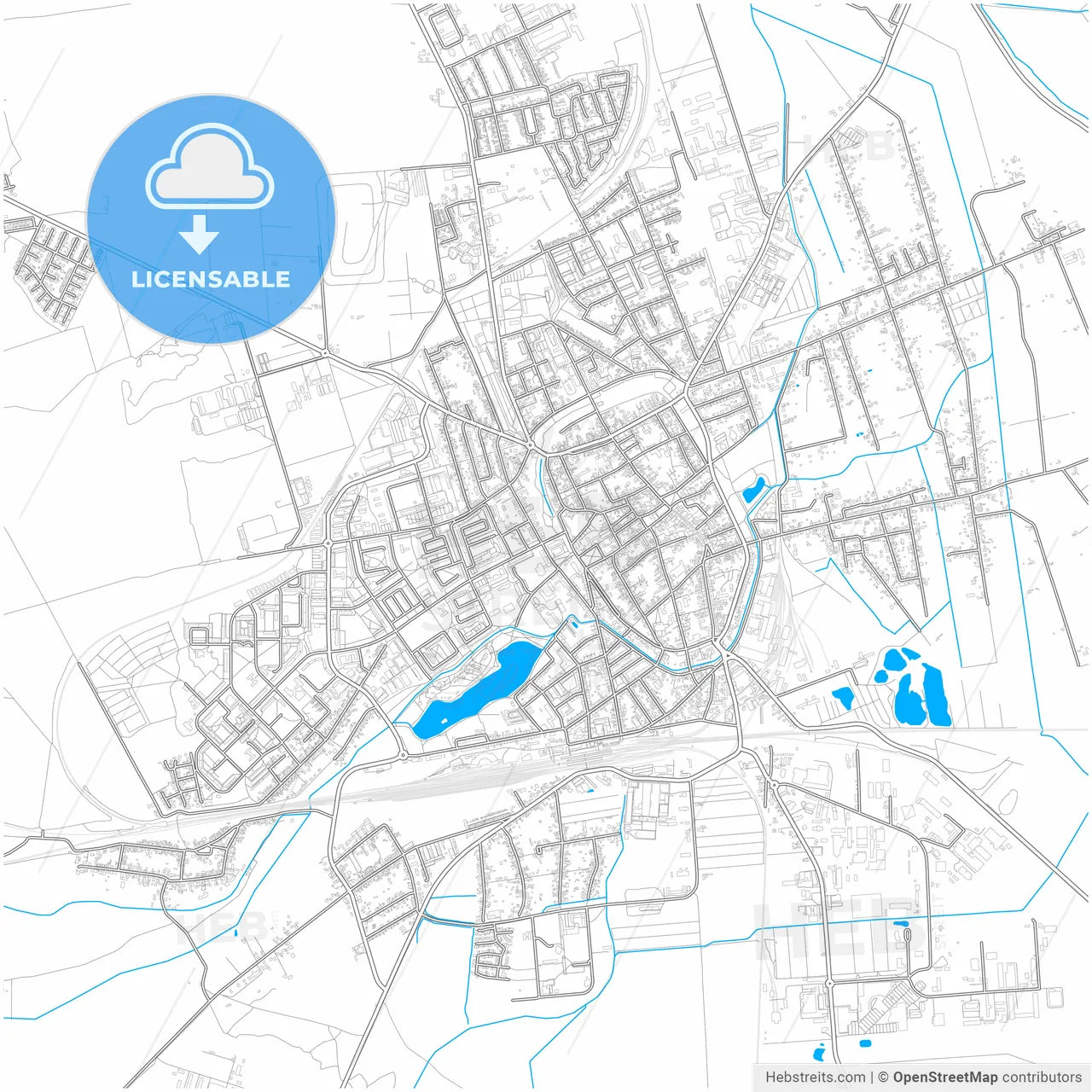 Stendal, Saxony-Anhalt, Germany, city map with high resolution roads.
