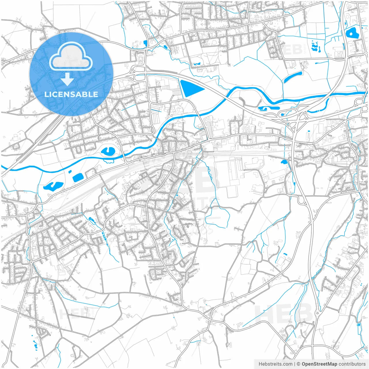 Lohne, North Rhine-Westphalia, Germany, city map with high resolution roads.