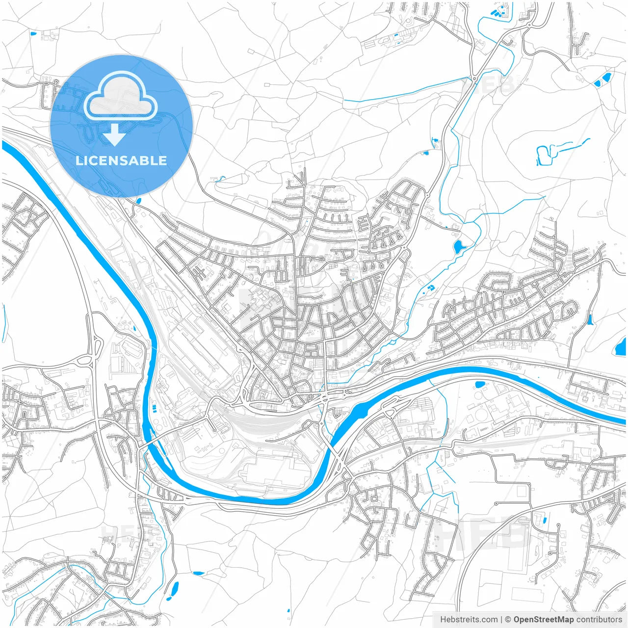 Volklingen, Saarland, Germany, city map with high resolution roads.