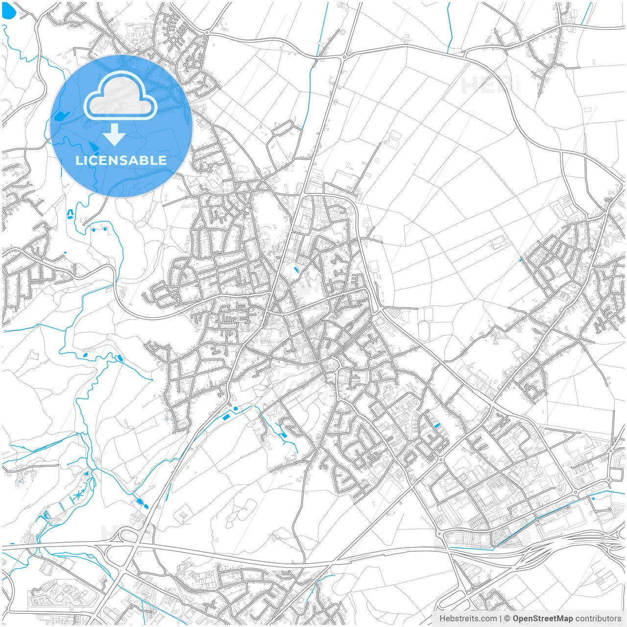 Wurselen, North Rhine-Westphalia, Germany, city map with high resolution roads.