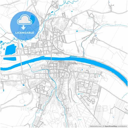 Pirna, Saxony, Germany, city map with high resolution roads.