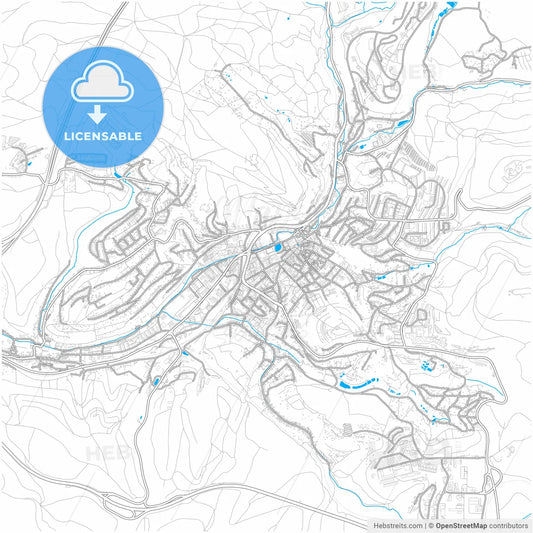 Suhl, Thuringia, Germany, city map with high resolution roads.