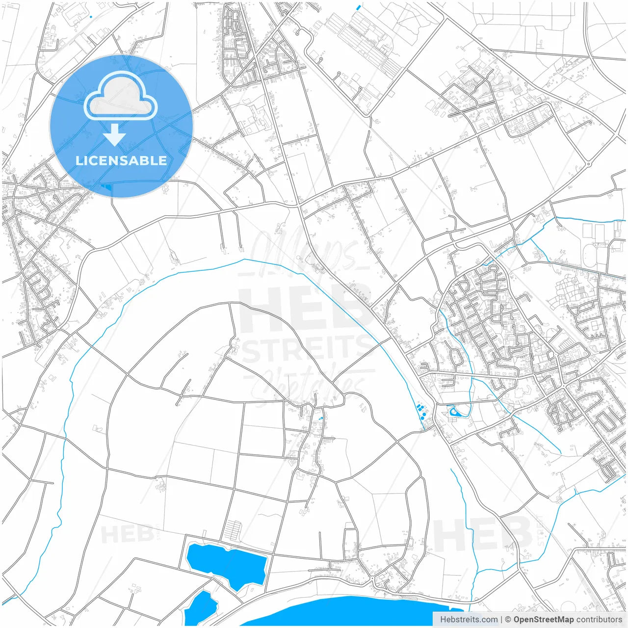 Voerde (Niederrhein), North Rhine-Westphalia, Germany, city map with high resolution roads.