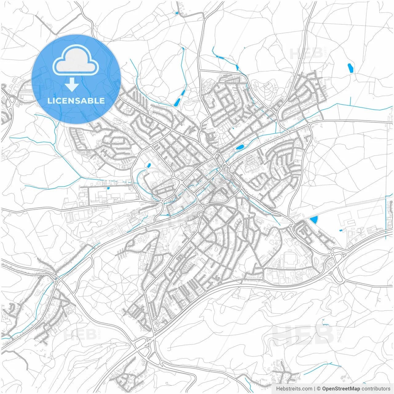 Sankt Ingbert, Saarland, Germany, city map with high resolution roads.