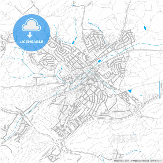 Sankt Ingbert, Saarland, Germany, city map with high resolution roads.