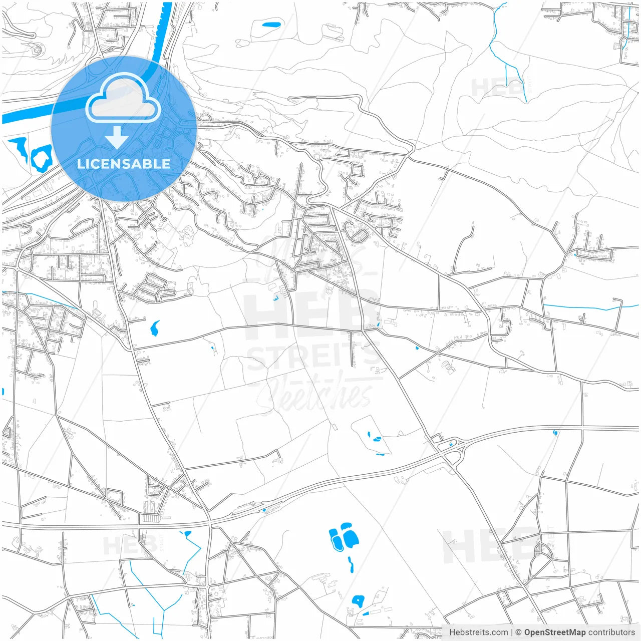 Porta Westfalica, North Rhine-Westphalia, Germany, city map with high resolution roads.