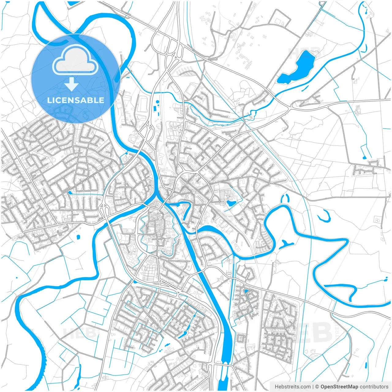 Meppen, Lower Saxony, Germany, city map with high resolution roads.