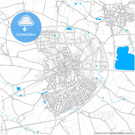 Kempen, North Rhine-Westphalia, Germany, city map with high resolution roads.