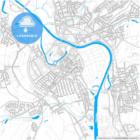 Saarlouis, Saarland, Germany, city map with high resolution roads.