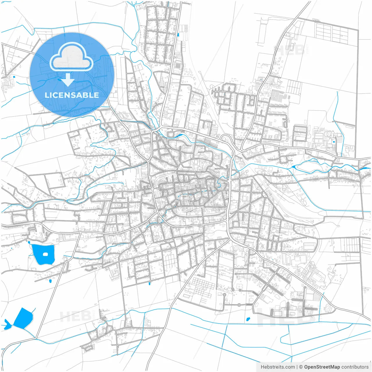 Muhlhausen/Thuringia, Thuringia, Germany, city map with high resolution roads.