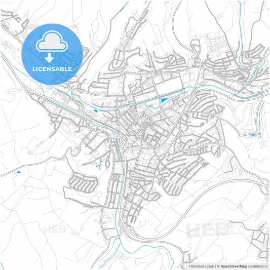 Zweibrucken, Rheinland-Pfalz, Germany, city map with high resolution roads.