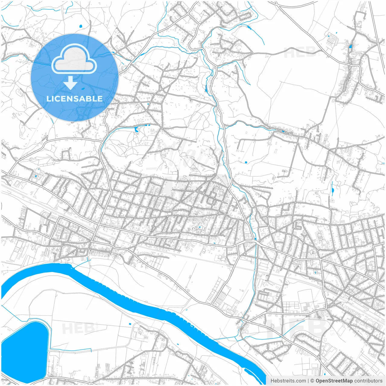 Radebeul, Saxony, Germany, city map with high resolution roads.