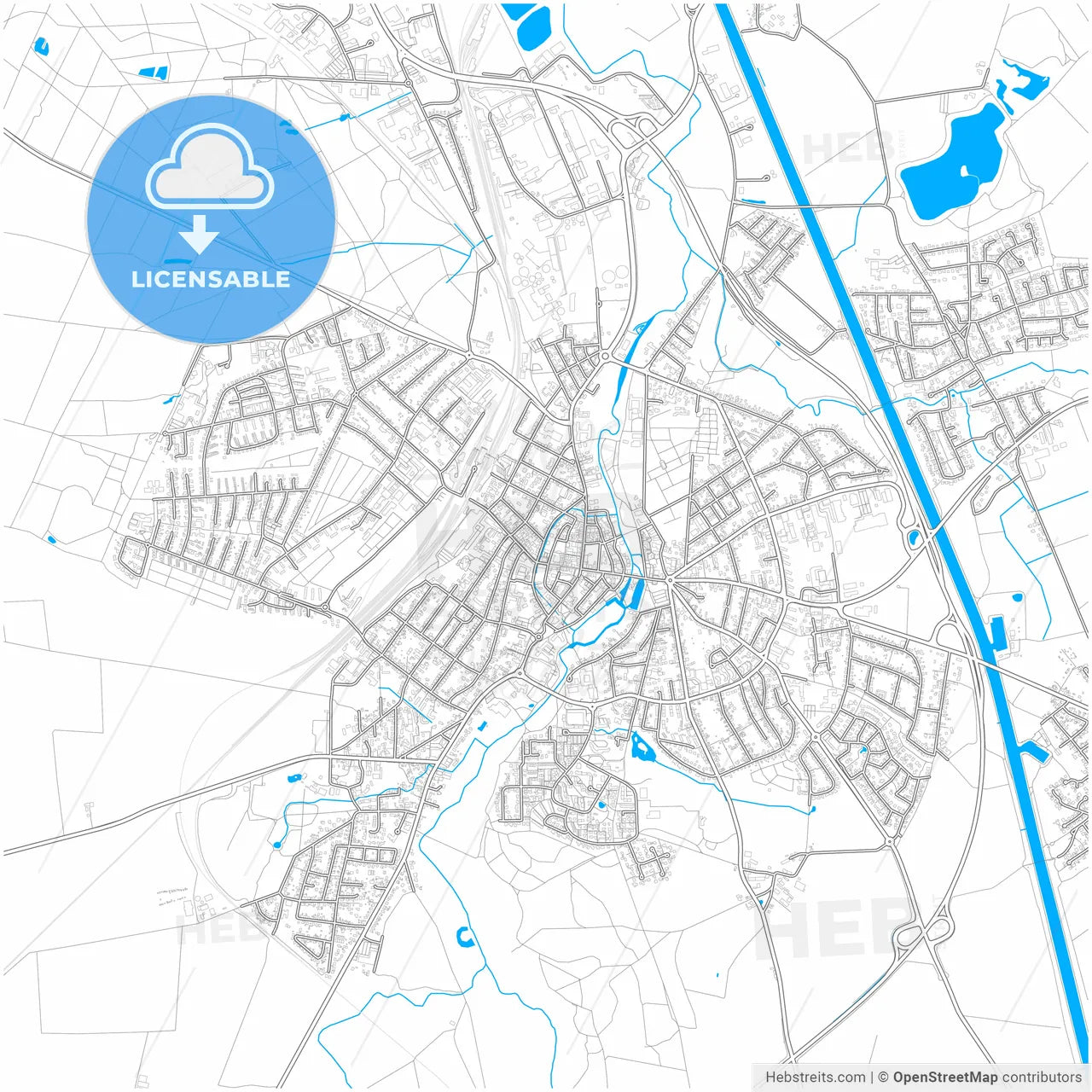 Uelzen, Lower Saxony, Germany, city map with high resolution roads.