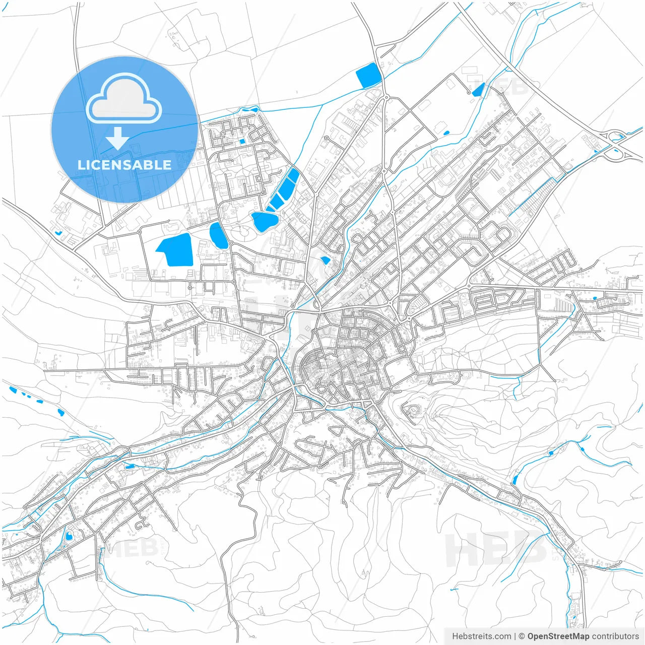 Wernigerode, Saxony-Anhalt, Germany, city map with high resolution roads.