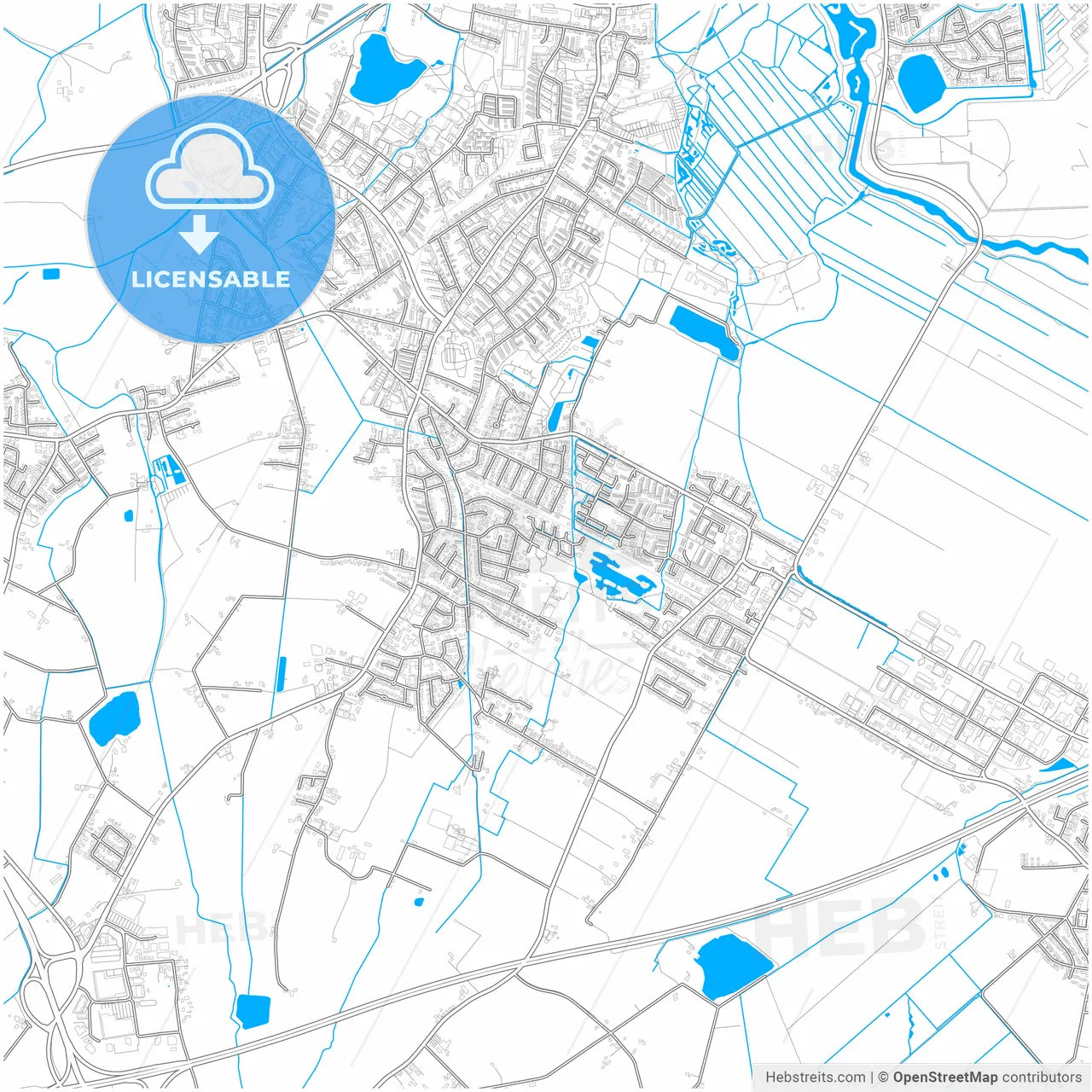 Stuhr, Lower Saxony, Germany, city map with high resolution roads.