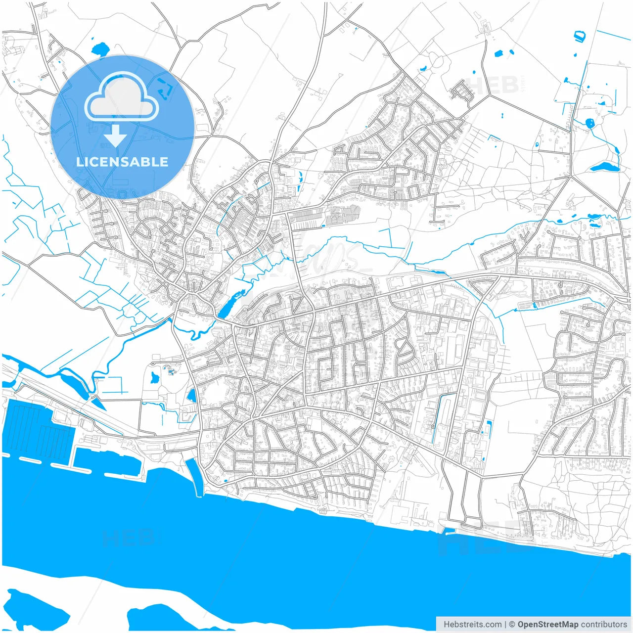 Wedel, Schleswig-Holstein, Germany, city map with high resolution roads.