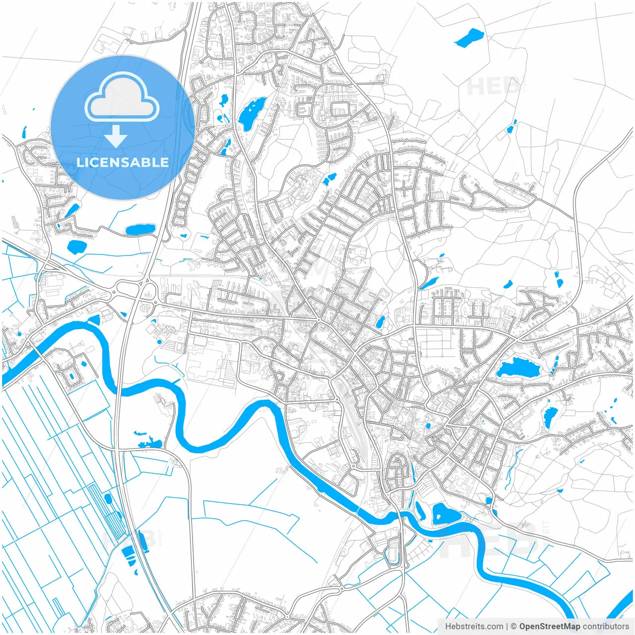Itzehoe, Schleswig-Holstein, Germany, city map with high resolution roads.