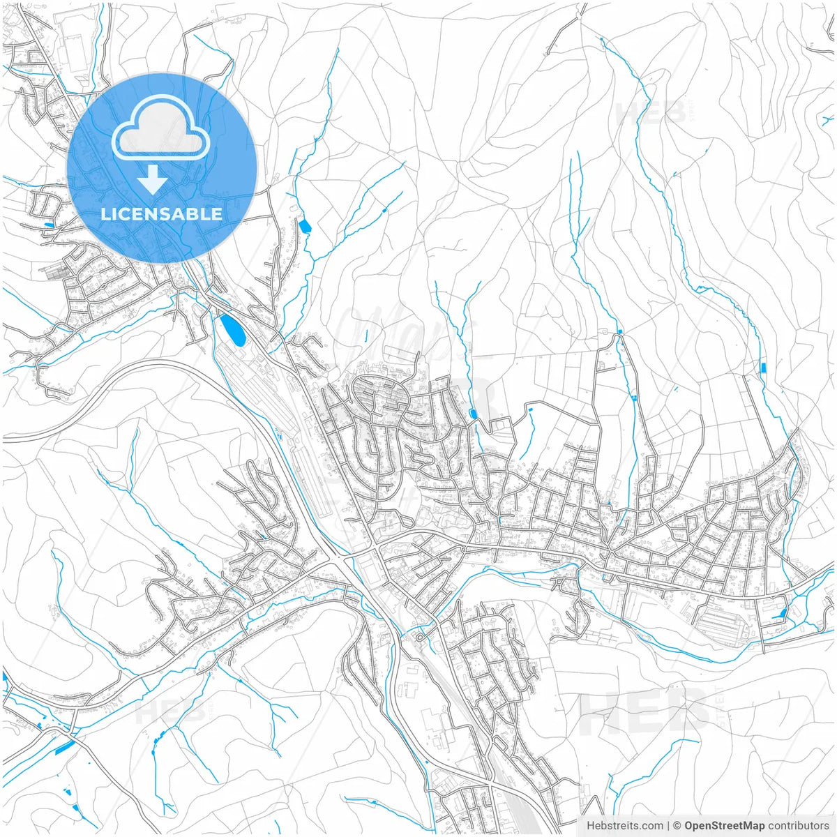 Kreuztal, North Rhine-Westphalia, Germany, city map with high resolution roads.
