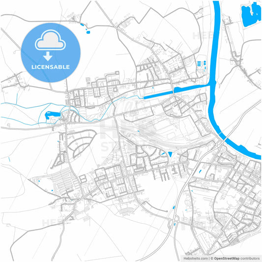 Riesa, Saxony, Germany, city map with high resolution roads.