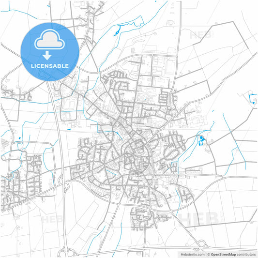 Werl, North Rhine-Westphalia, Germany, city map with high resolution roads.