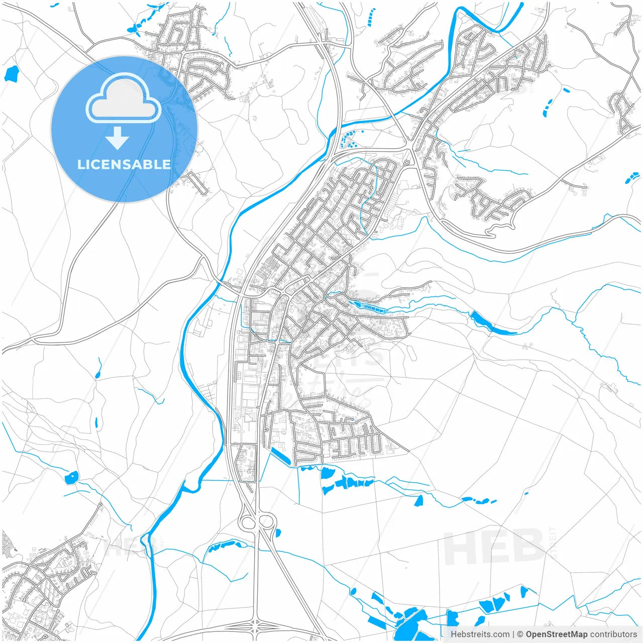 Lohmar, North Rhine-Westphalia, Germany, city map with high resolution roads.