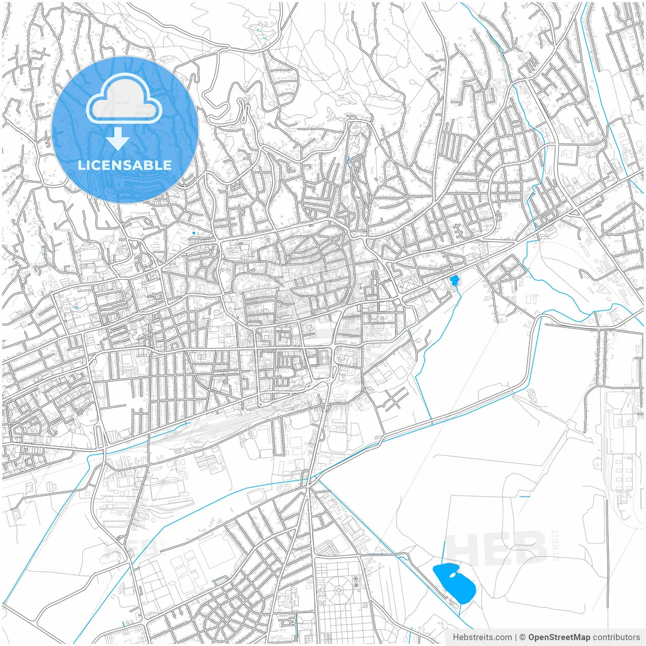 Pécs, Baranya, Hungary, city map with high resolution roads.