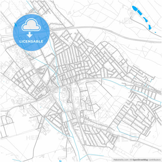 Gödöllő, Pest, Hungary, city map with high resolution roads.