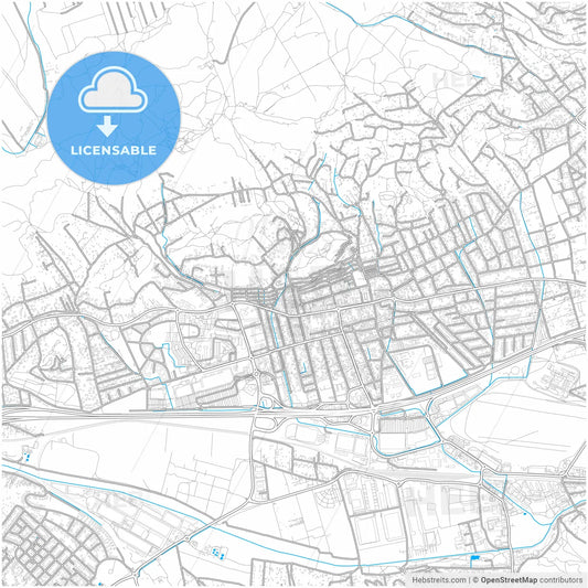 Budaörs, Pest, Hungary, city map with high resolution roads.