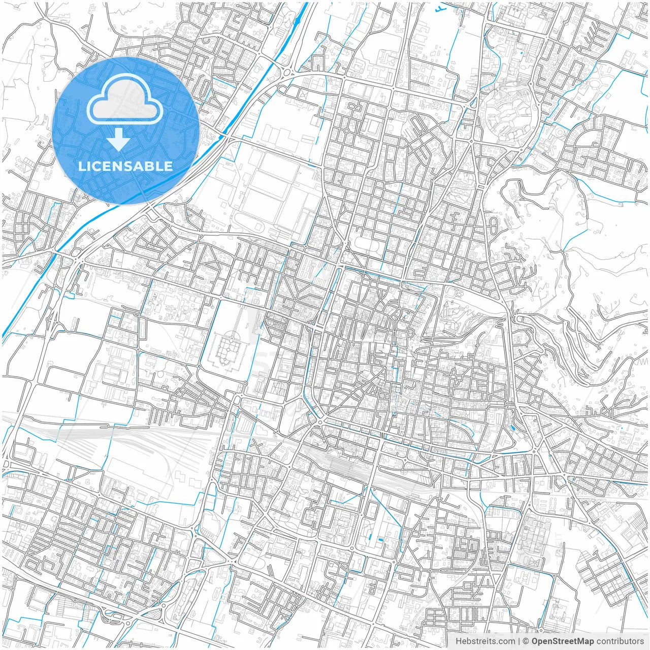 Brescia, Lombardy, Italy, city map with high resolution roads.