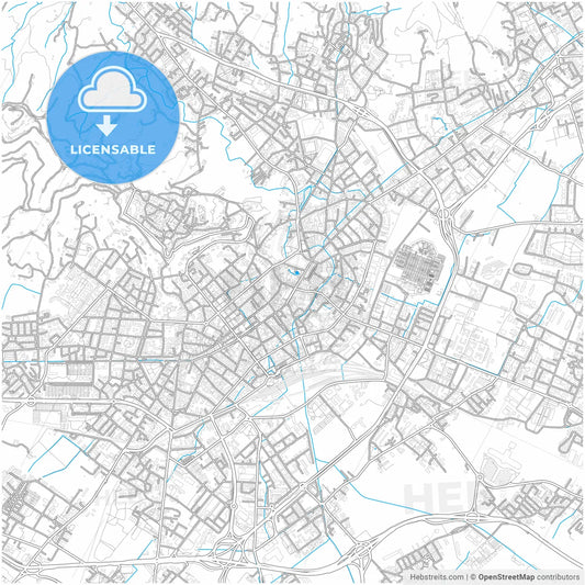 Bergamo, Lombardy, Italy, city map with high resolution roads.