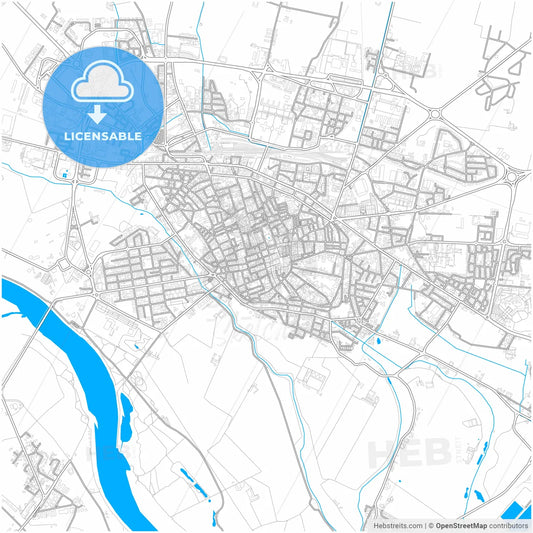 Cremona, Lombardy, Italy, city map with high resolution roads.