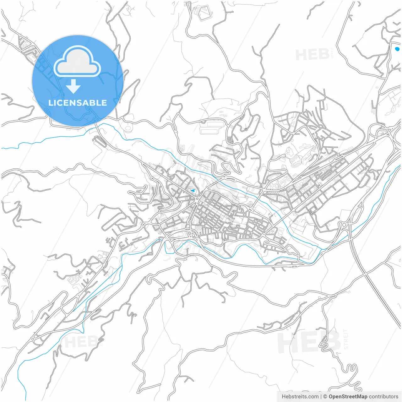 Teramo, Abruzzo, Italy, city map with high resolution roads.
