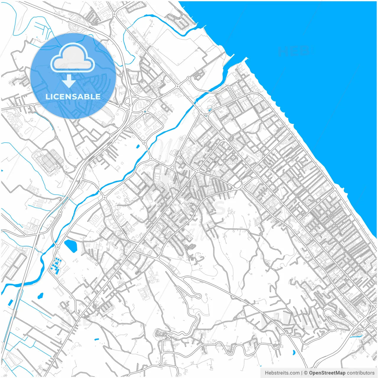 Montesilvano, Abruzzo, Italy, city map with high resolution roads.