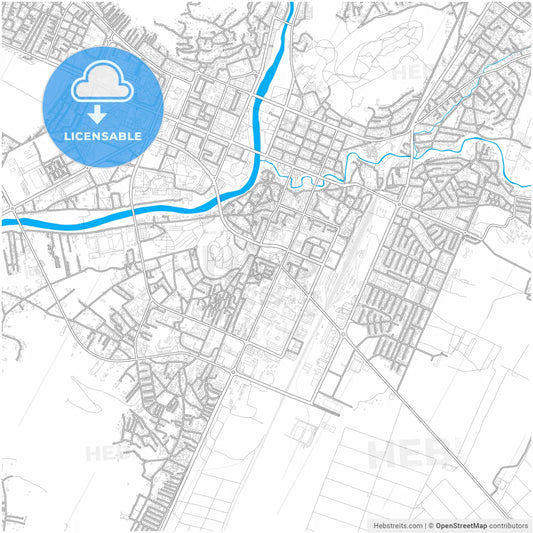 Podgorica, Central, Montenegro, city map with high resolution roads.