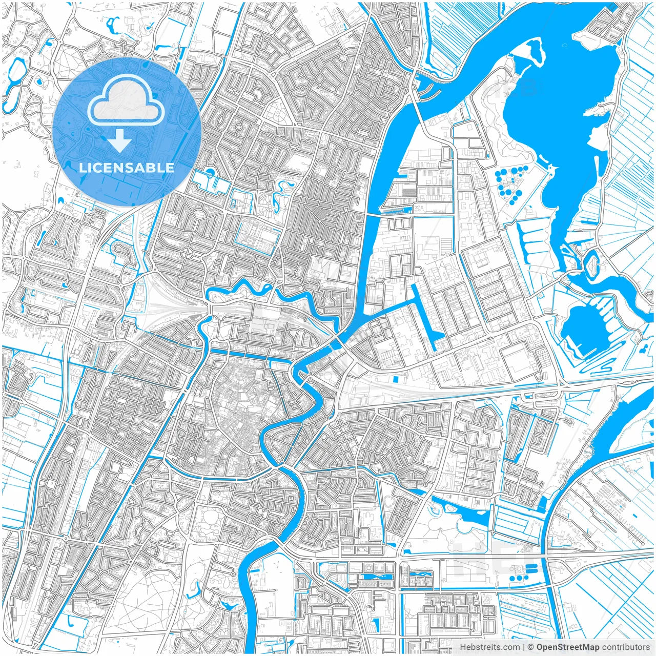 Haarlem, North Holland, Netherlands, city map with high resolution roads.