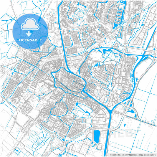 Alkmaar, North Holland, Netherlands, city map with high resolution roads.