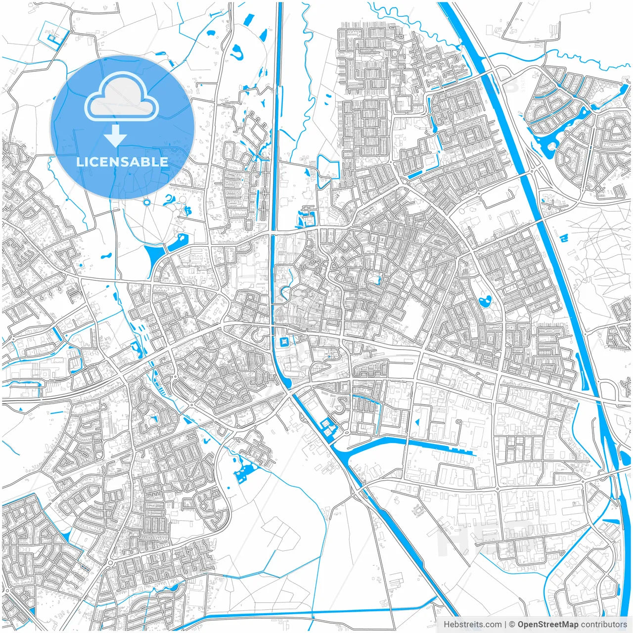 Helmond, North Brabant, Netherlands, city map with high resolution roads.