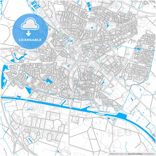 Hengelo, Overijssel, Netherlands, city map with high resolution roads.