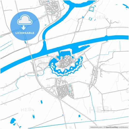 Heusden, North Brabant, Netherlands, city map with high resolution roads.