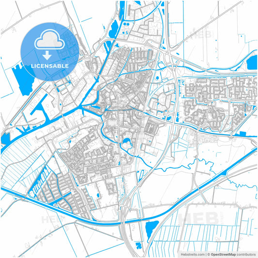 Meppel, Drenthe, Netherlands, city map with high resolution roads.