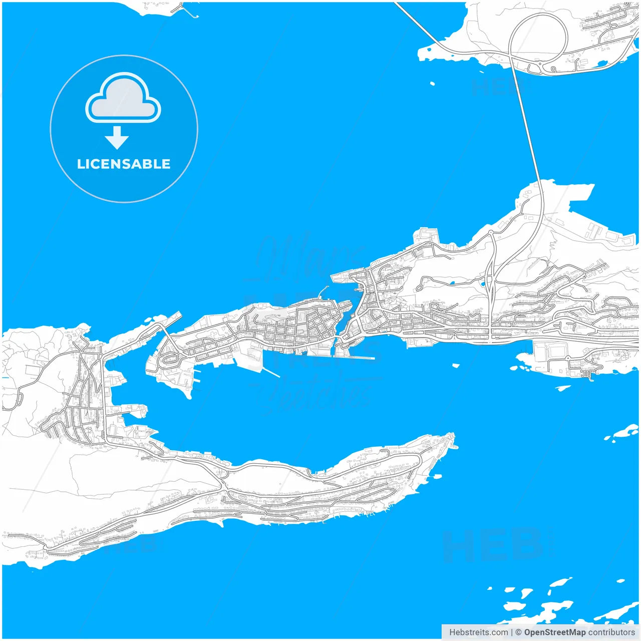 Ålesund, Møre og Romsdal, Norway, city map with high resolution roads.