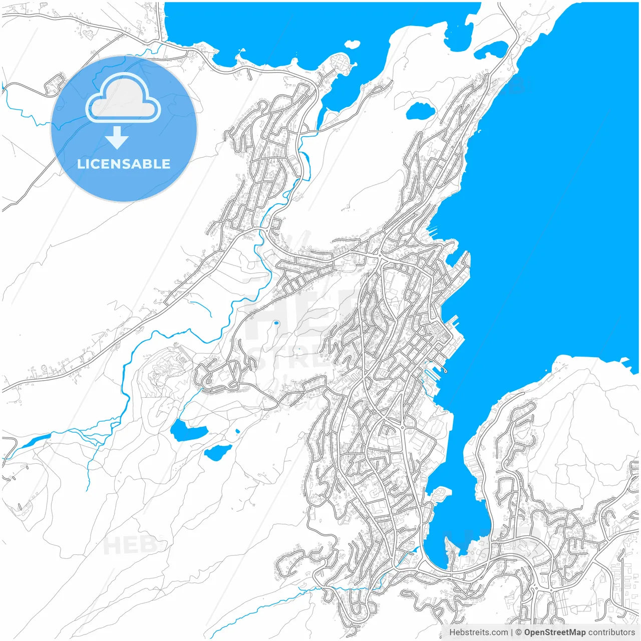 Harstad, Troms, Norway, city map with high resolution roads.