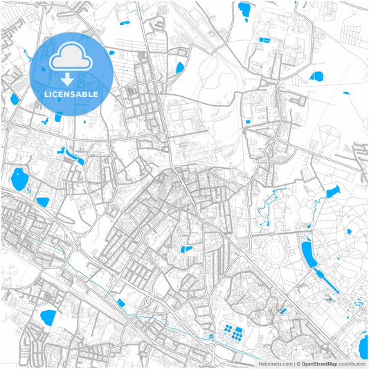 Chorzów, Silesian, Poland, city map with high resolution roads.