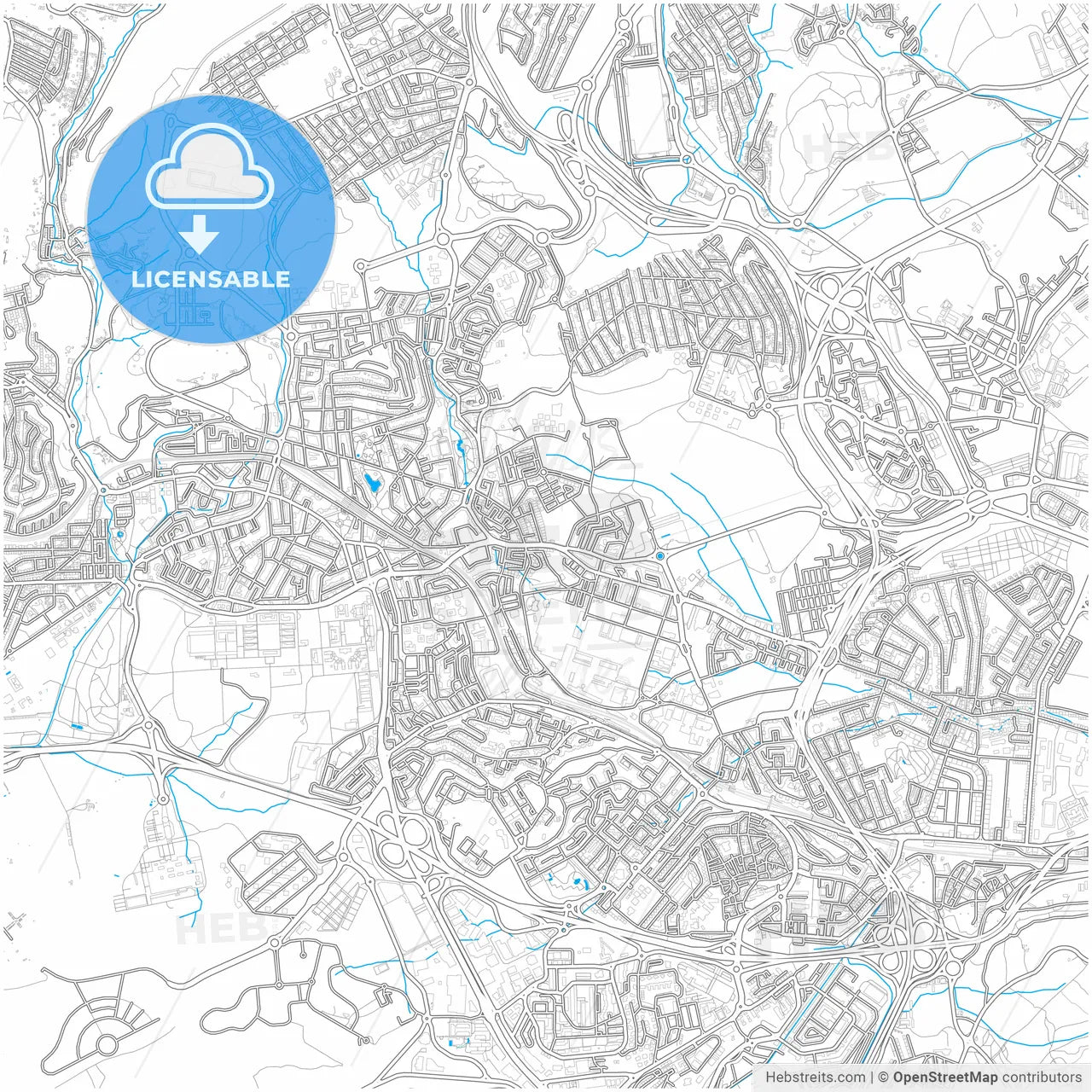 Amadora, Lisbon, Portugal, city map with high resolution roads.
