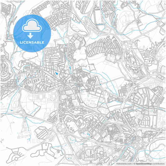 Amadora, Lisbon, Portugal, city map with high resolution roads.